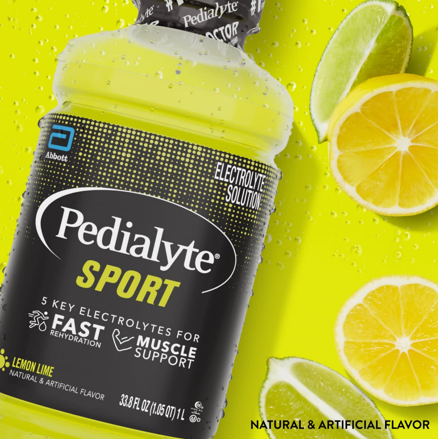 slide 2 of 8, Pedialyte Sport Electrolyte Solution Lemon Lime Ready-to-Drink 33.8 fl oz Bottle, 33.8 fl oz
