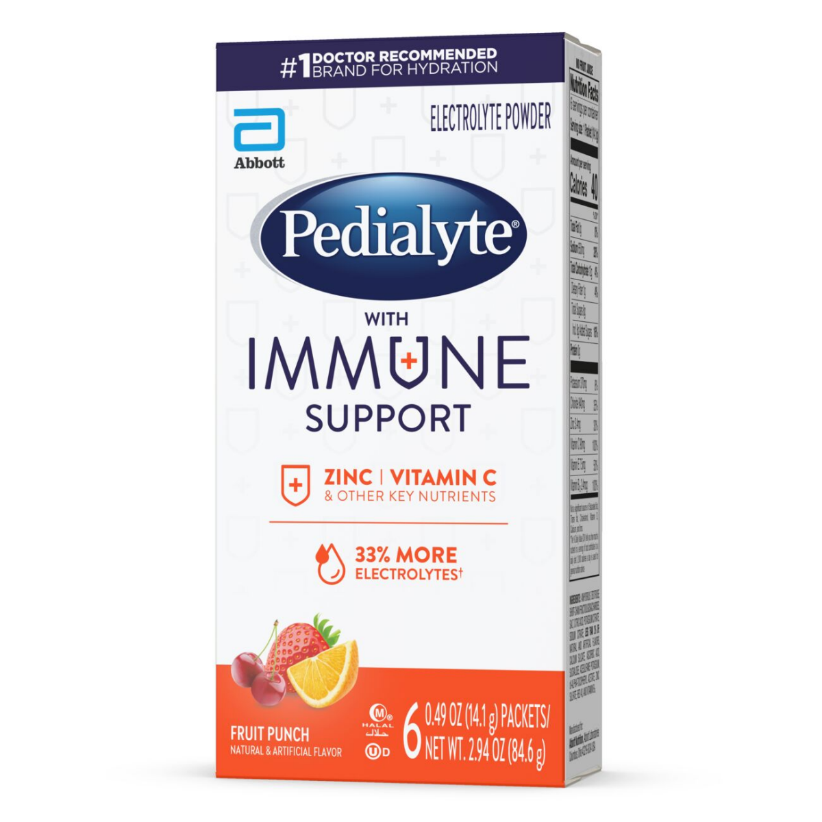 slide 18 of 21, Pedialyte With Immune Support Fruit Punch Electrolyte Powder Packets, 6 ct