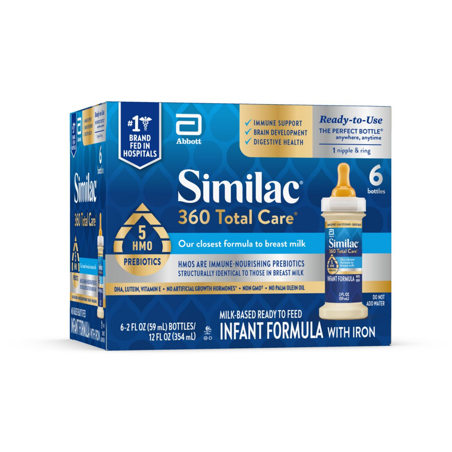 slide 6 of 8, Similac 360 Total Care Advance Infant Formula Ready-to-Feed 6-2 fl oz Bottles, 6 ct