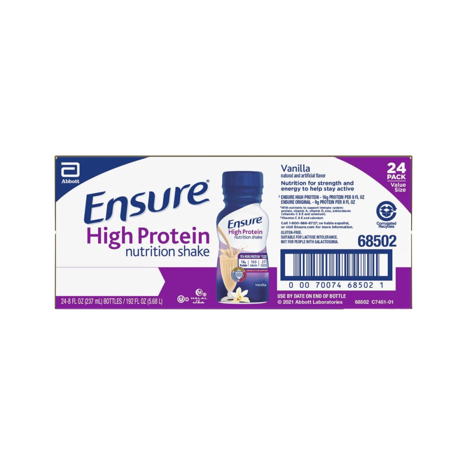 slide 2 of 8, Ensure High Protein Nutritional Shake, Vanilla, 8 fl oz, 24 ct