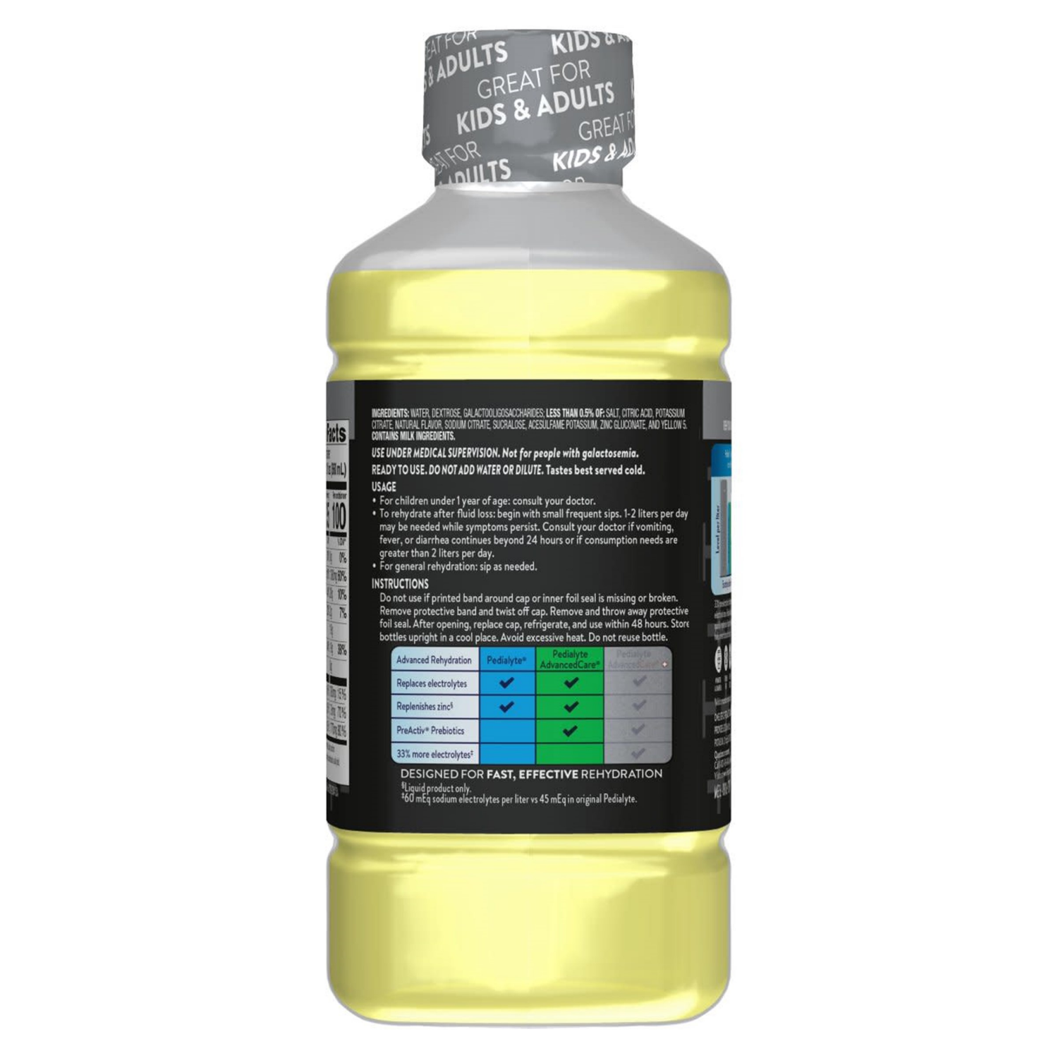 slide 2 of 8, Pedialyte Lemon Lime Electrolyte Solution 33.8 fl oz, 33.8 fl oz