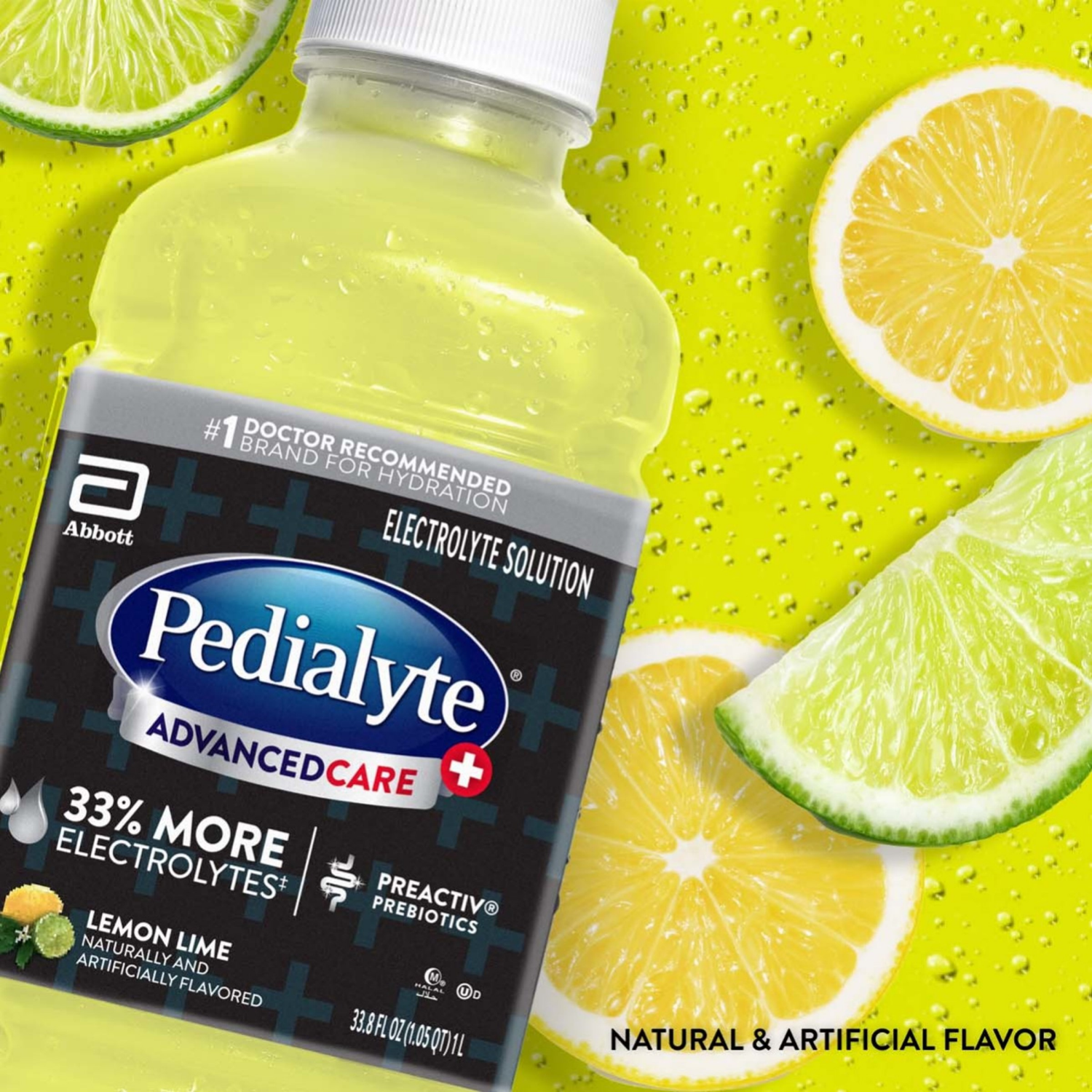 slide 4 of 8, Pedialyte Lemon Lime Electrolyte Solution 33.8 fl oz, 33.8 fl oz