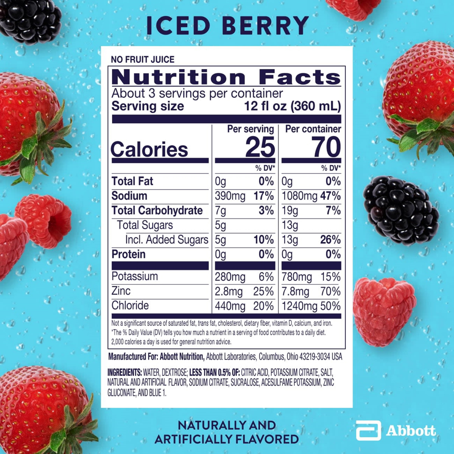 slide 3 of 7, Pedialyte Iced Berry Electrolyte Solution 33.8 fl oz, 33.8 fl oz