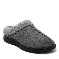 Dearfoams Men's Dustin Felted Clog with Berber Collar Slippers, Grey, Size M