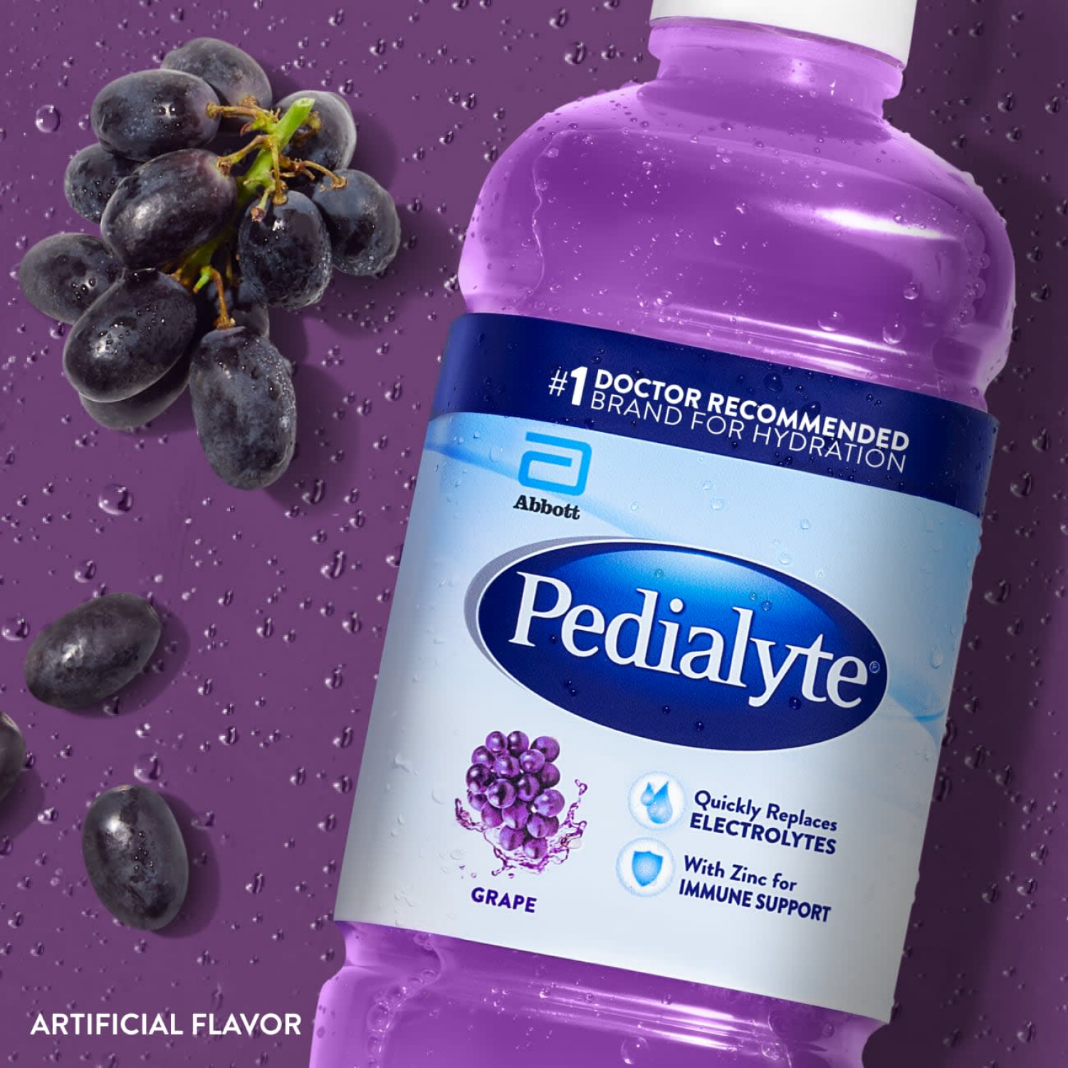slide 6 of 8, Pedialyte Electrolyte Solution Grape 1-1.1 qt Bottle, 1.1 qt