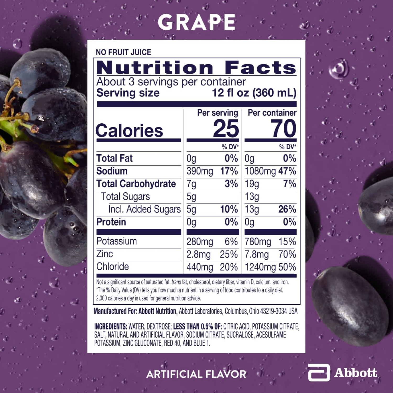 slide 5 of 8, Pedialyte Electrolyte Solution Grape 1-1.1 qt Bottle, 1.1 qt