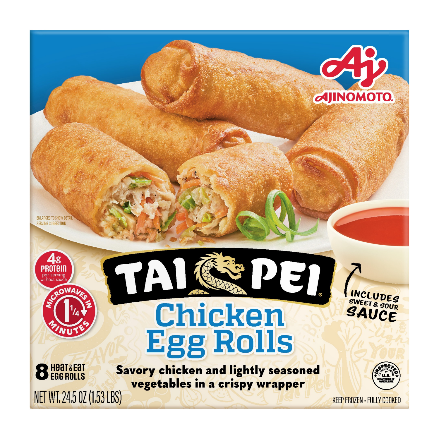 slide 1 of 4, Tai Pei Chicken Egg Rolls, 24 oz
