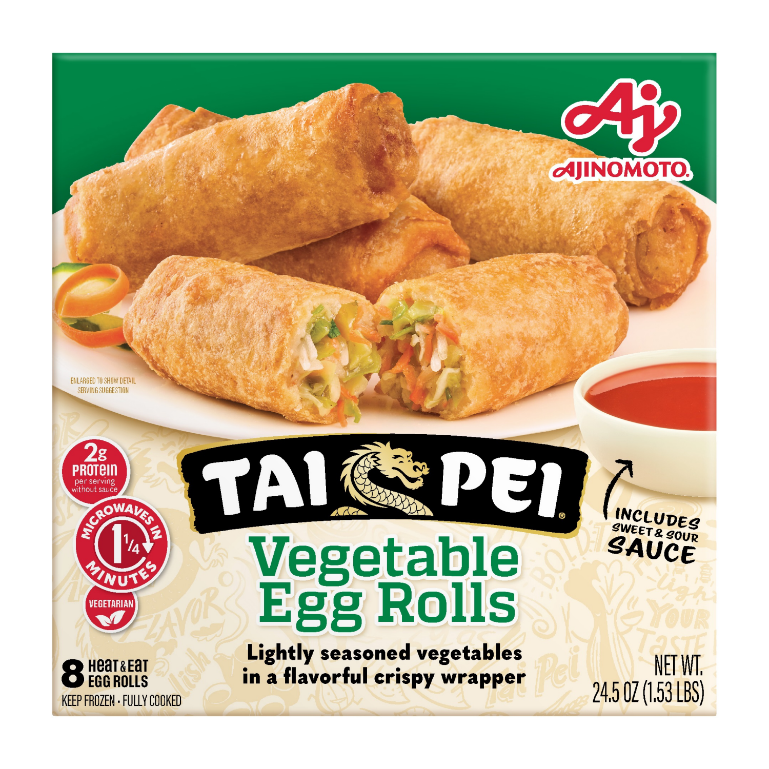 slide 1 of 2, Tai Pei Vegetable Egg Rolls 8 ea, 8 ct