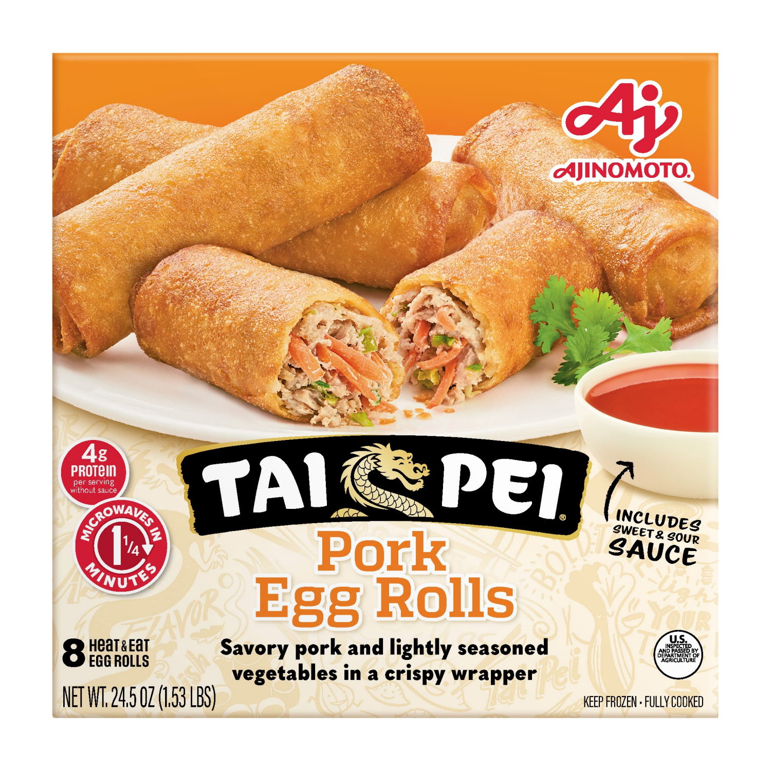 slide 1 of 2, Tai Pei Pork Egg Rolls 8 ea, 8 ct
