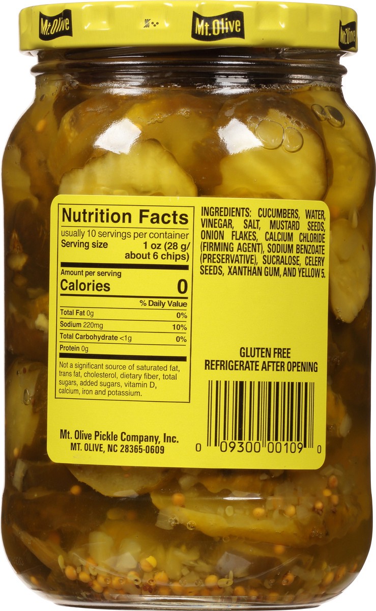 slide 5 of 7, Mt. Olive No Sugar Added Bread & Butter Chips Pickles 16 fl oz Jar, 16 fl oz