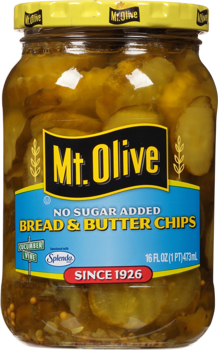 slide 3 of 7, Mt. Olive No Sugar Added Bread & Butter Chips Pickles 16 fl oz Jar, 16 fl oz