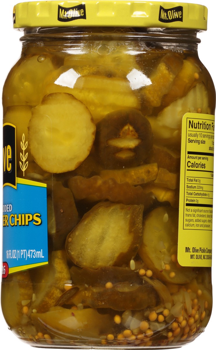 slide 4 of 7, Mt. Olive No Sugar Added Bread & Butter Chips Pickles 16 fl oz Jar, 16 fl oz