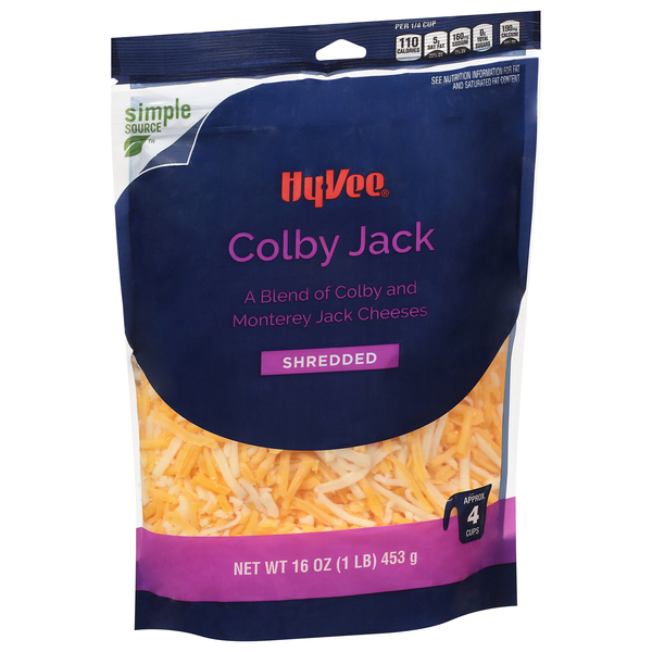 slide 1 of 1, Hy-Vee Colby Jack Shredded, 16 oz