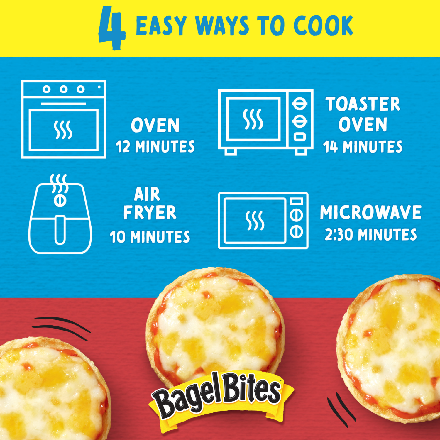 slide 7 of 8, Bagel Bites Pizza Snacks! Three Cheese, 14 oz