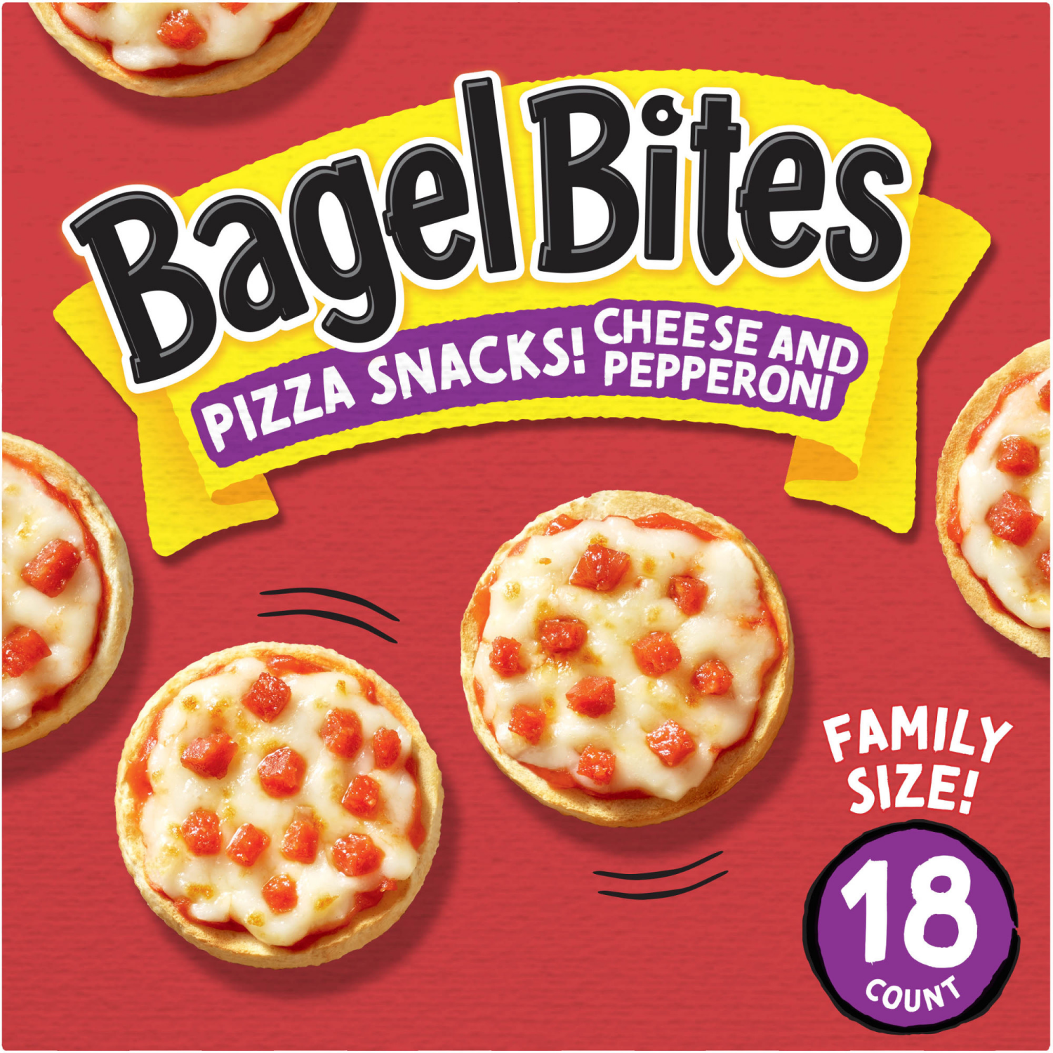 slide 1 of 8, Bagel Bites Cheese & Pepperoni Mini Pizza Bagel Frozen Snacks, 18 ct Box, 18 ct