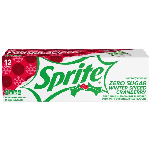 slide 1 of 1, Sprite® zero sugar winter spiced cranberry, 12 ct; 12 fl oz