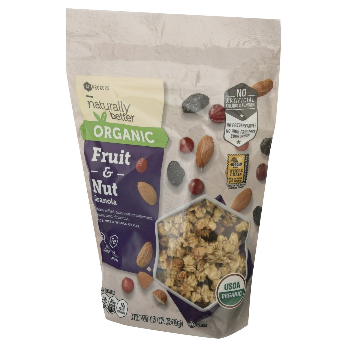 slide 4 of 13, SE Grocers Naturally Better Organic Granola Fruit & Nut, 12 oz