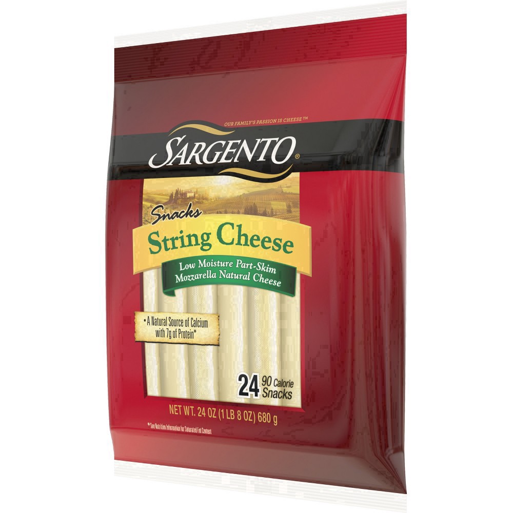 slide 35 of 40, Sargento Low Moisture Part-Skim Mozzarella Natural Cheese String Cheese Snacks, 24-Count, 24 ct