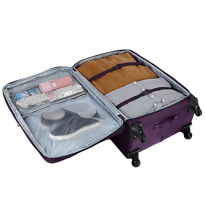 slide 2 of 11, Traveler's Club Luggage Traveler's Club Softside Expandable Spinner Checked Luggage - Purple, 24 in