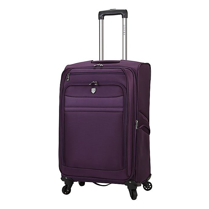 slide 4 of 11, Traveler's Club Luggage Traveler's Club Softside Expandable Spinner Checked Luggage - Purple, 24 in