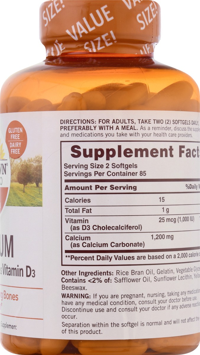 slide 8 of 9, Sundown Naturals Calcium Plus Vitamin D3, 170 ct