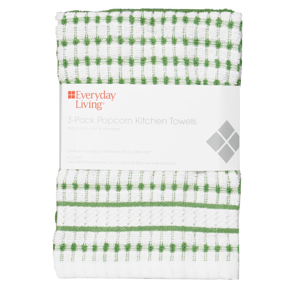 slide 2 of 2, Everyday Living® Popcorn Kitchen Towel Pack - Green, 3 ct