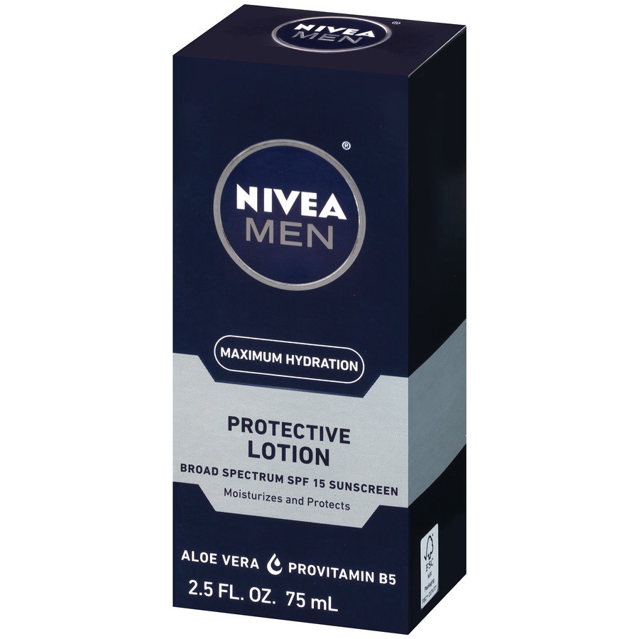 slide 3 of 6, Nivea MEN Maximum Hydration Broad Spectrum SPF 15 Sunscreen Protective Lotion, 2.5 fl oz