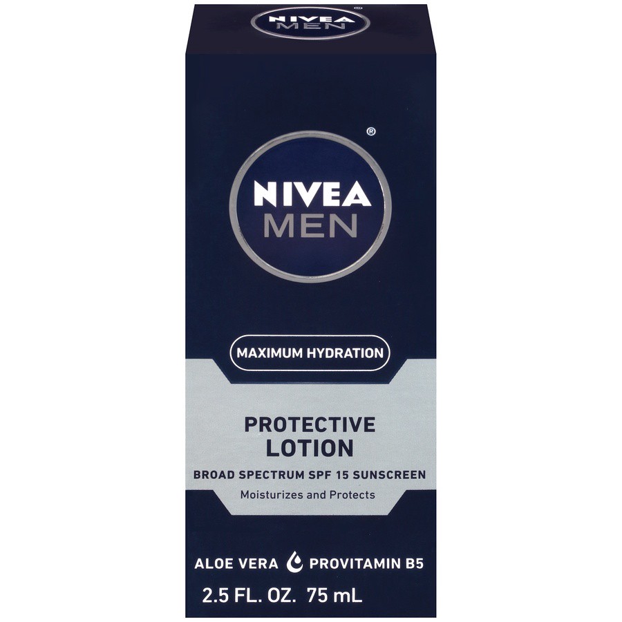 slide 1 of 6, Nivea MEN Maximum Hydration Broad Spectrum SPF 15 Sunscreen Protective Lotion, 2.5 fl oz