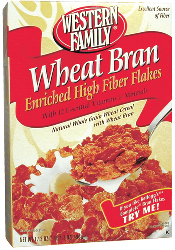 slide 1 of 1, Western Family Wheat Bran Cereal Flakes, 17.3 oz