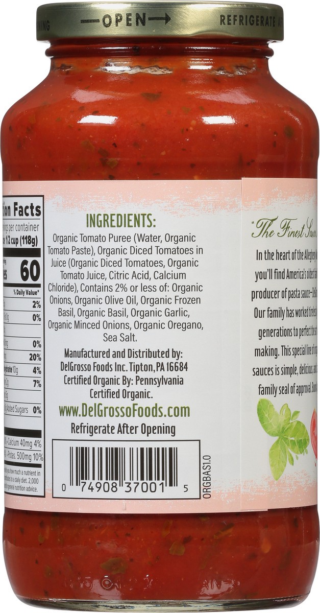 slide 8 of 9, DelGrosso Organic Tomato Basil Pasta Sauce 24 oz, 24 oz