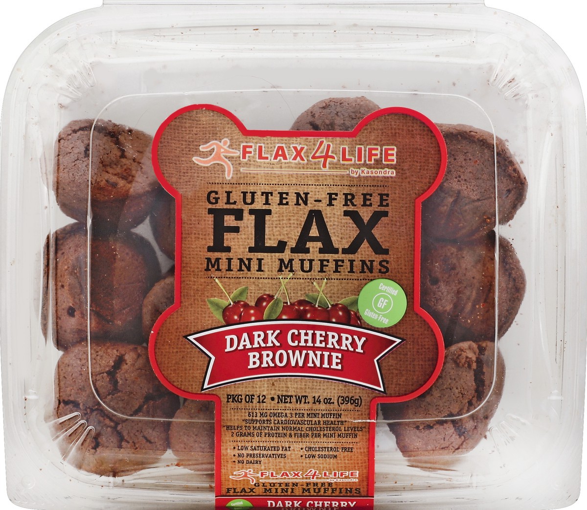 slide 3 of 4, Flax4Life Dark Cherry Brownie Gluten Free Mini Muffins, 14 oz