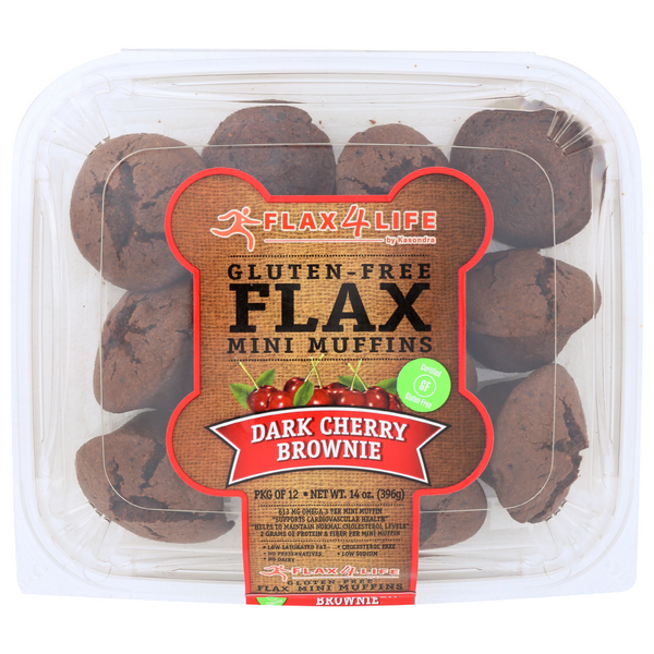 slide 1 of 1, Flax4Life Dark Cherry Brownie Gluten Free Mini Muffins, 14 oz