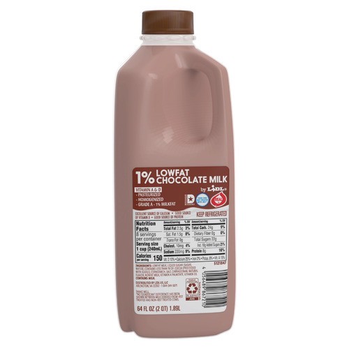 slide 1 of 1, chocolate milk, 1% lowfat, 64 fl oz