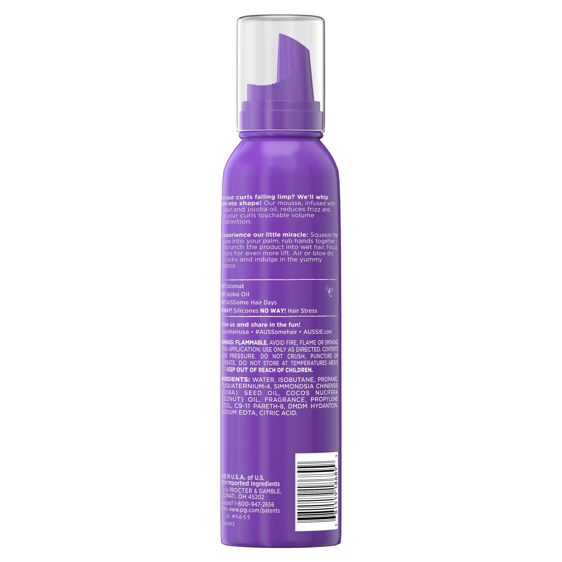 slide 7 of 8, Aussie Miracle Curls Styling Mousse with Coconut & Jojoba Oil 6.0 fl oz, 6 oz