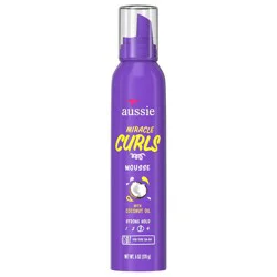 Aussie Miracle Curls Mousse for Curly Hair and Frizz Reduction, Silicone Free 6 fl oz