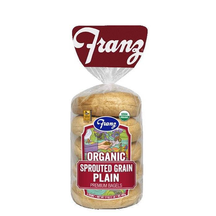 slide 1 of 1, Franz Organic Sprouted Grain Plain Bagels, 5 ct; 17 oz