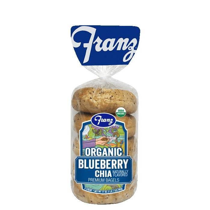 slide 1 of 1, Franz Organic Blueberry Chia Bagels, 5 ct; 17 oz