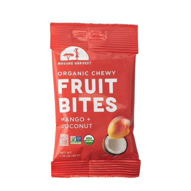 slide 1 of 6, Dried Organic Mango and Coconut Fruit Bites - Mavuno Harvest, 2.56 oz, 2 ct