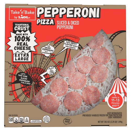 slide 1 of 1, Take 'n' Bake pepperoni pizza, 36.6 oz