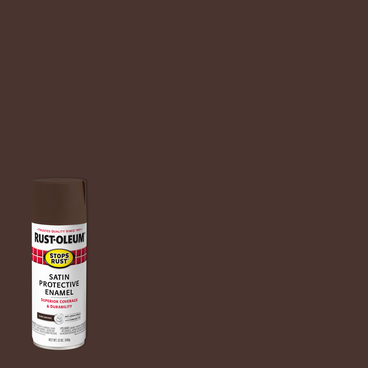 slide 1 of 25, Rust-Oleum Stops Rust Protective Enamel Spray Paint - 241239, Satin Dark Brown, 12 oz