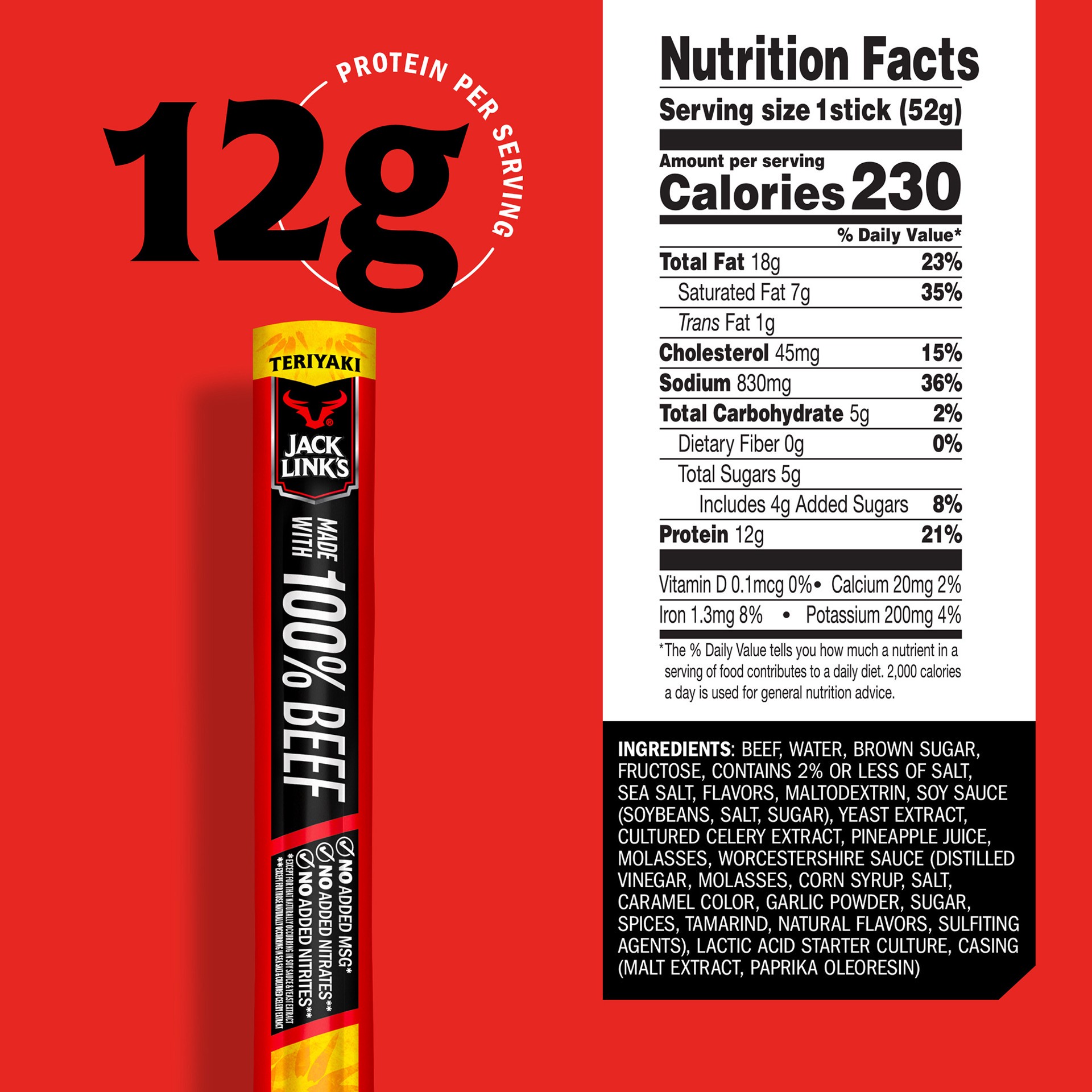 slide 7 of 9, Jack Link's Teriyaki Beef Stick 1.84 oz, 1.84 oz