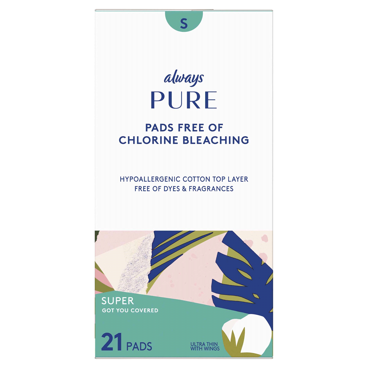 slide 1 of 4, Always Pure Ultra Thin Super Absorbency Pads With Wings, 21 ct