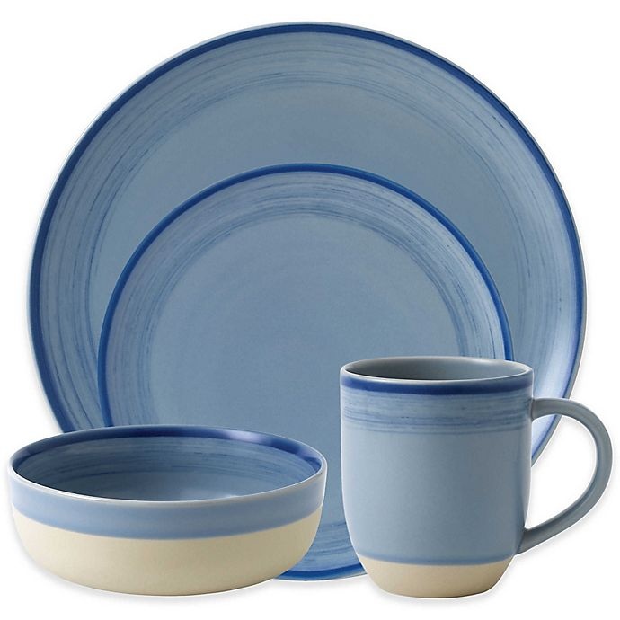 slide 7 of 7, ED Ellen DeGeneres Crafted by Royal Doulton Brushed Glaze Dinnerware Set - Polar Blue, 16 ct