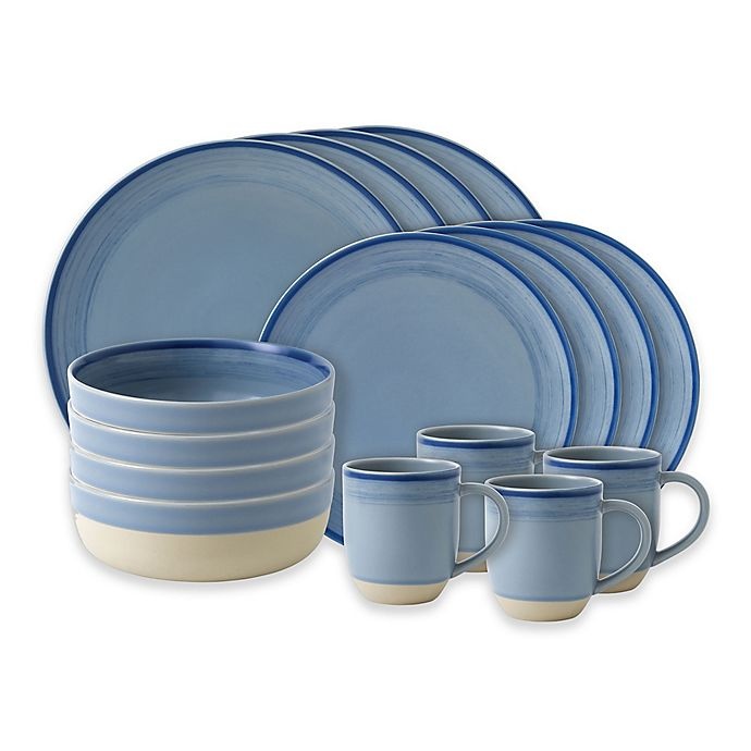 slide 1 of 7, ED Ellen DeGeneres Crafted by Royal Doulton Brushed Glaze Dinnerware Set - Polar Blue, 16 ct