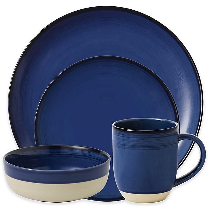 slide 2 of 8, ED Ellen DeGeneres Crafted by Royal Doulton Brushed Glaze Dinnerware Set - Dark Blue, 16 ct