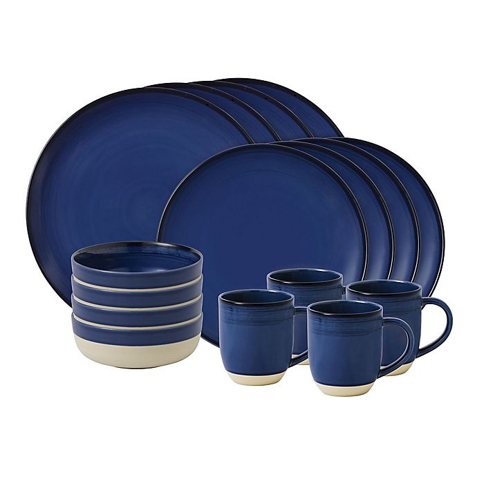 slide 1 of 8, ED Ellen DeGeneres Crafted by Royal Doulton Brushed Glaze Dinnerware Set - Dark Blue, 16 ct