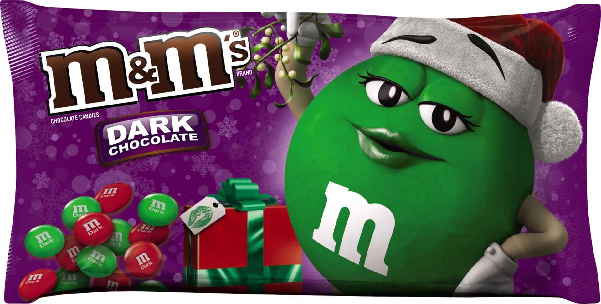 slide 1 of 2, M&M's Holiday Dark Chocolate Christmas Candy 11.4-Ounce Bag, 11.4 oz