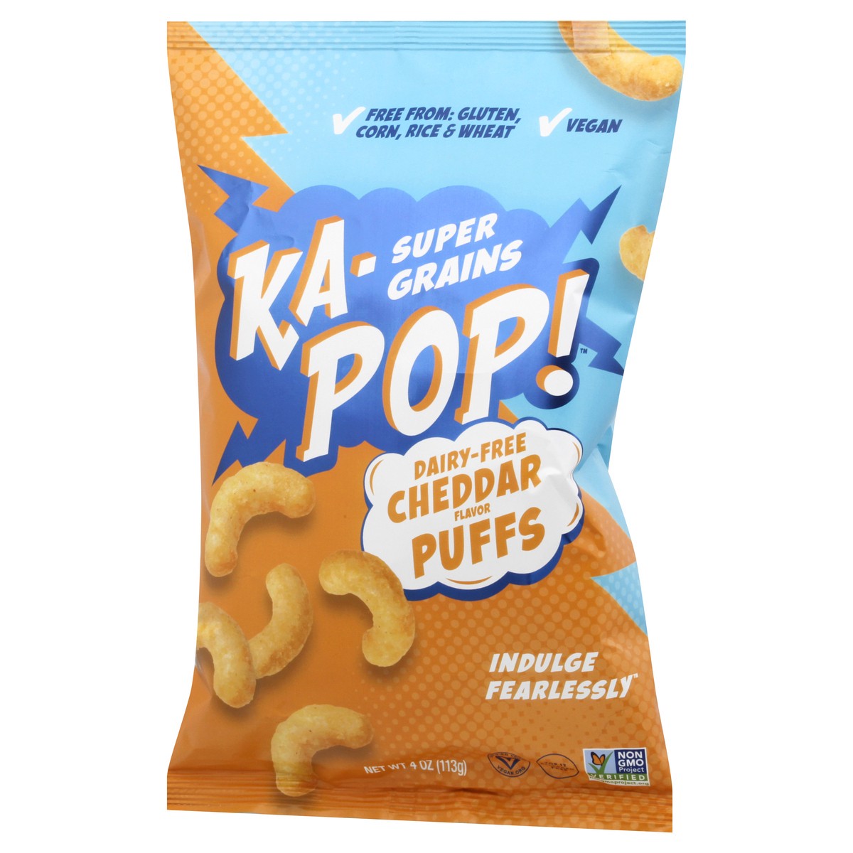 slide 3 of 9, Ka Pop Super Grains Dairy-Free Cheddar Flavor Puffs 4 oz, 4 oz