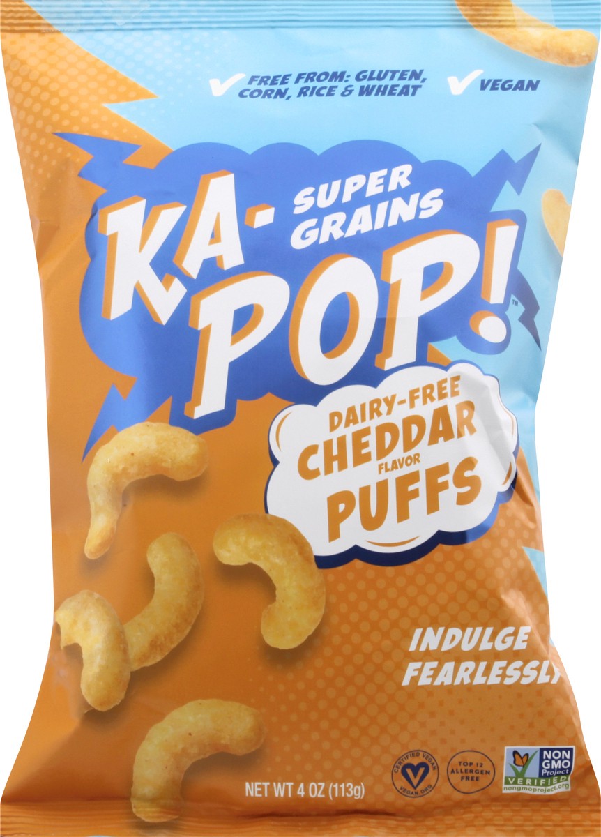 slide 6 of 9, Ka Pop Super Grains Dairy-Free Cheddar Flavor Puffs 4 oz, 4 oz
