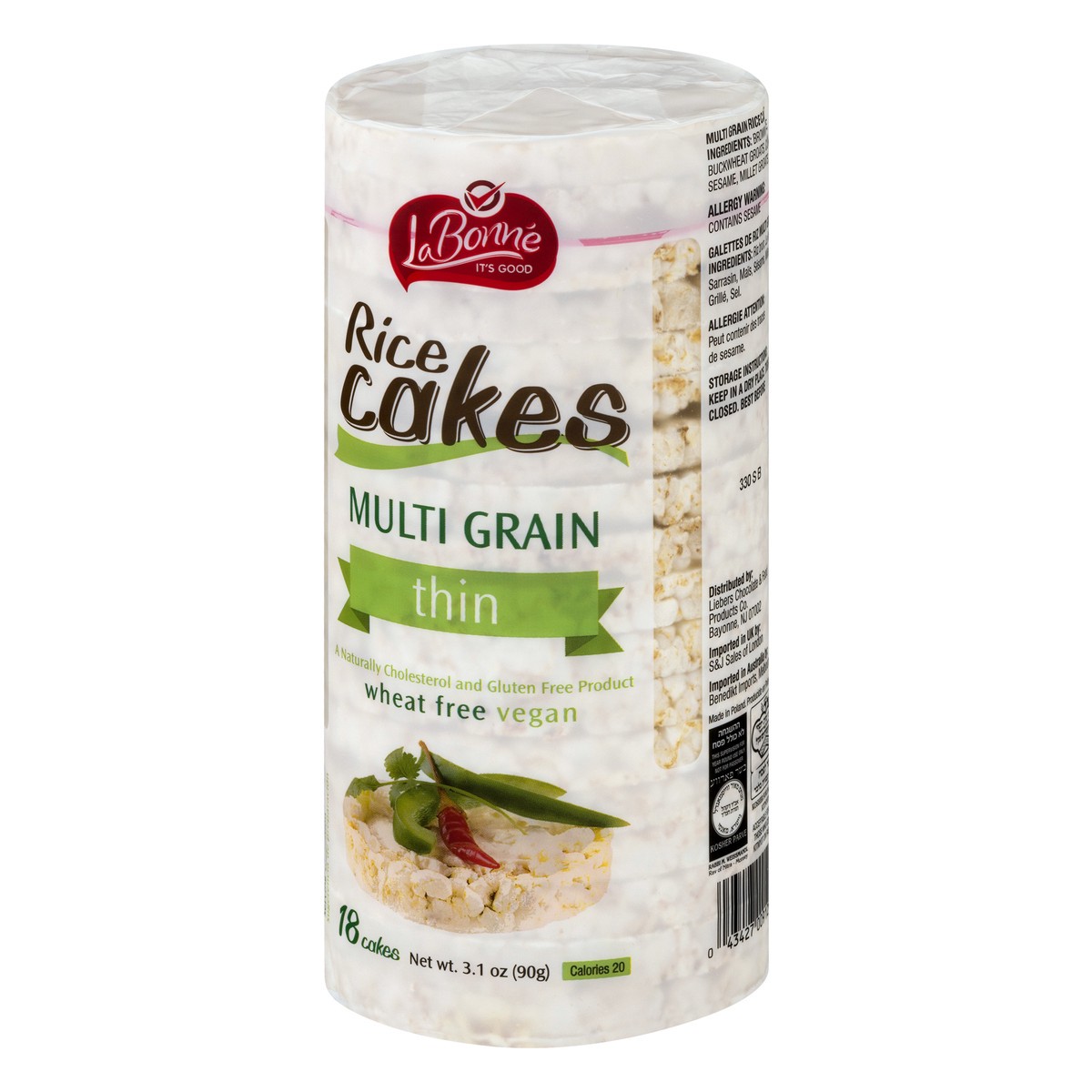 slide 3 of 13, La Bonne Thin Wheat Free Multi Grain Rice Cakes 18 ea, 18 ct